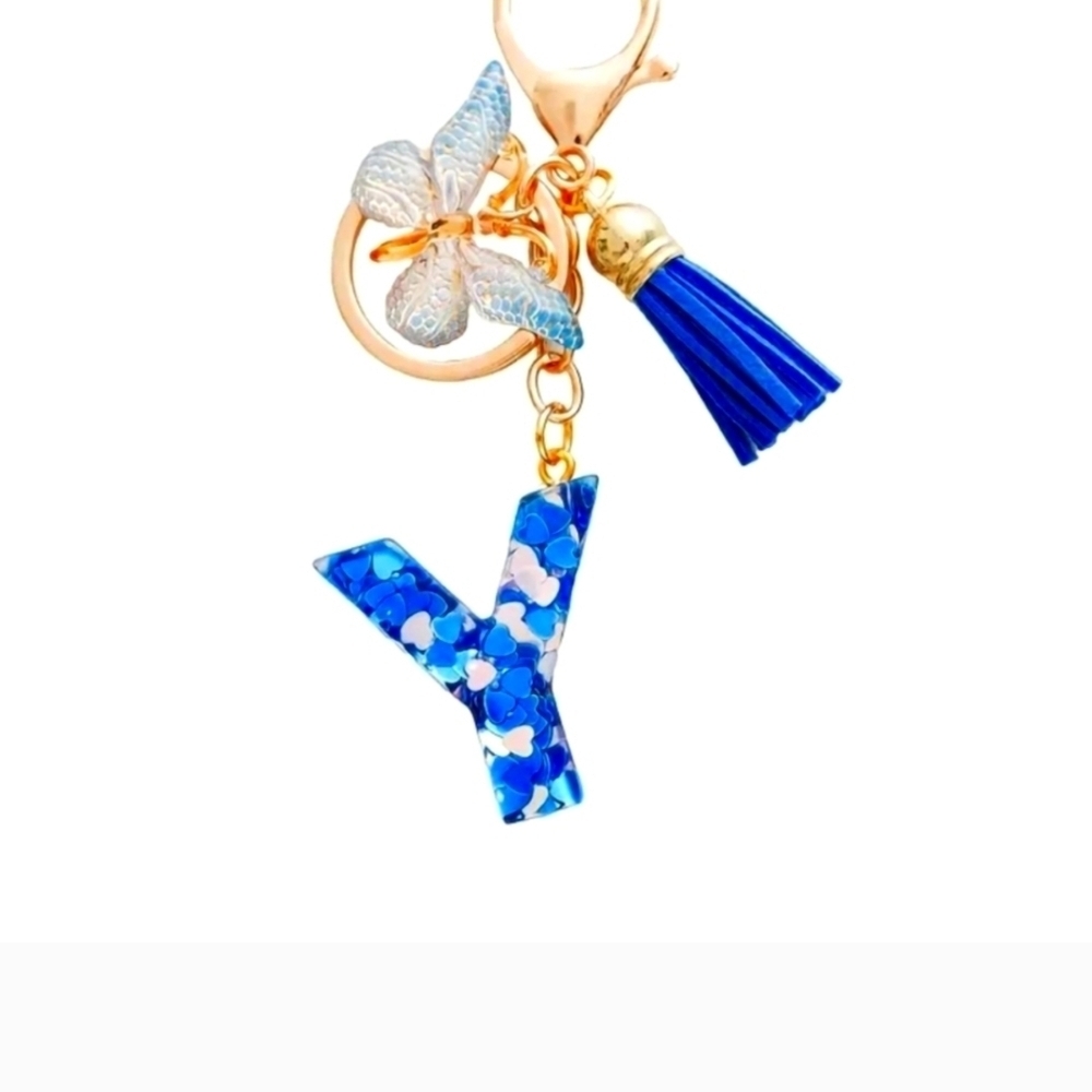 Butterfly Letter Y Bag Charm Keychain Purse Preppy